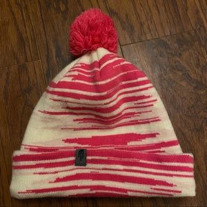 The North Face Beanie pink and white